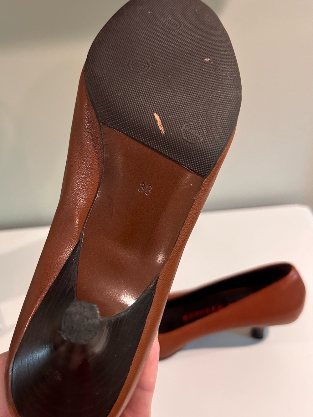 Walter Steiger Brown Leather Kitten Heels Size 8 Old Money Pumps - Picture 9 of 10